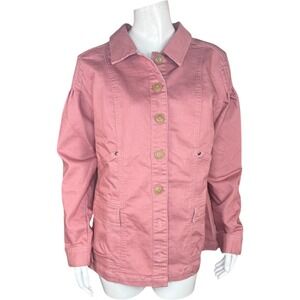 AnyBody Regular Stretch Twill Utility Jacket with Pockets‎ Dusty Rose Small